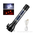 Rechargeable Emergency Flashlight with Hammer belt Cutter
